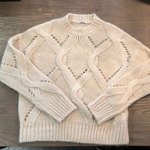 Peserico Cream Cable Knit Crewneck Sweater size 36 (small)